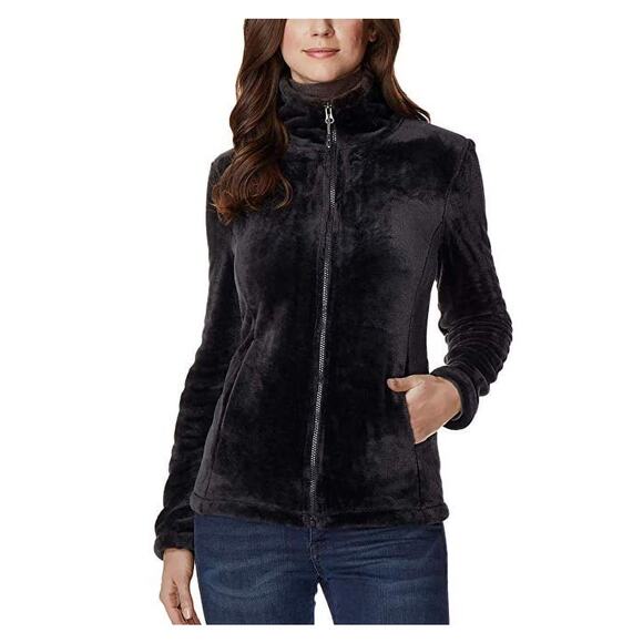 NWT 32 DEGREES HEAT Soft and Cozy Plush Velvet Full Zip Jacket Black Women's S - Picture 1 of 10